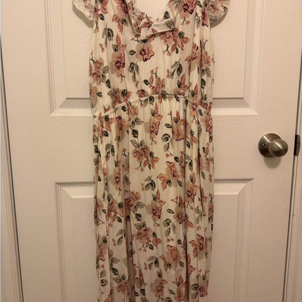 Dex Floral Maxi Dress - Cream and Pink - Picture 1 of 4
